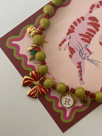 1D/ Collier NODE RED 🌽💚♥️🎀✨🤩 CLEMENCE ❤️