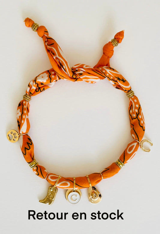 1D/ Collier BANDANA COWGIRL COWBOY Orange 🤠🏜️🧡 pour TRIKI 😊