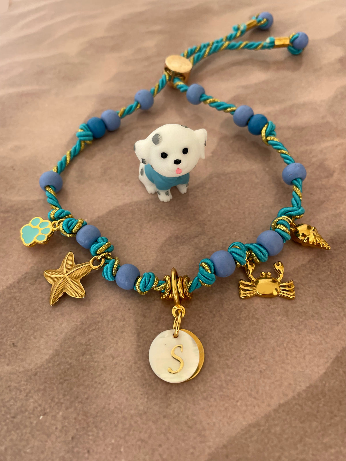 Collier cordon tressé CRABOUYOU blue ⭐️🦀🍦🩵💙✨