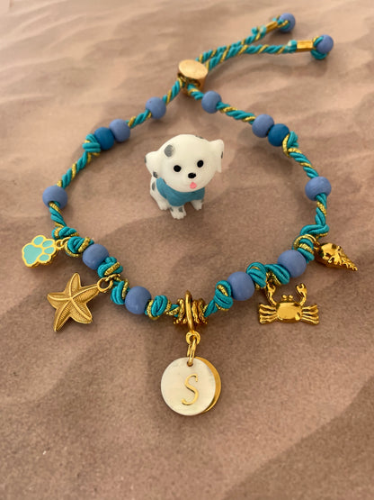 Collier cordon tressé CRABOUYOU blue ⭐️🦀🍦🩵💙✨