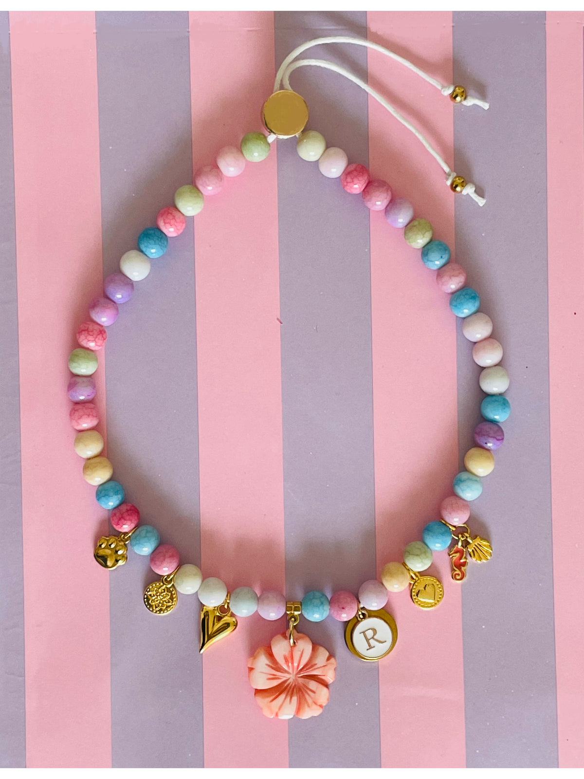 Collier SUNGLASSES FLOWER fleur en coquillage 🐚 multicolore 🌺☀️✨🕶️🩵💜💛🤍