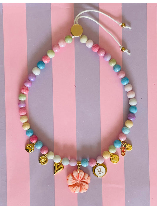 Collier SUNGLASSES FLOWER fleur en coquillage 🐚 multicolore 🌺☀️✨🕶️🩵💜💛🤍