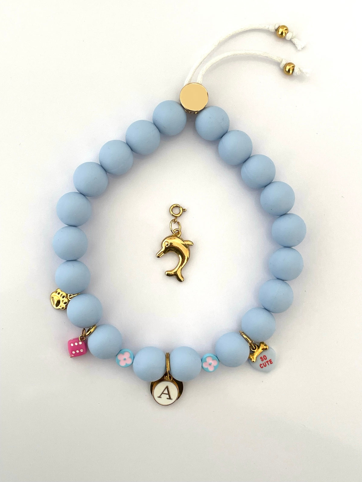Collier PASTEL BLUE CUTE 😘🐬🦴✨🎲🩵💦