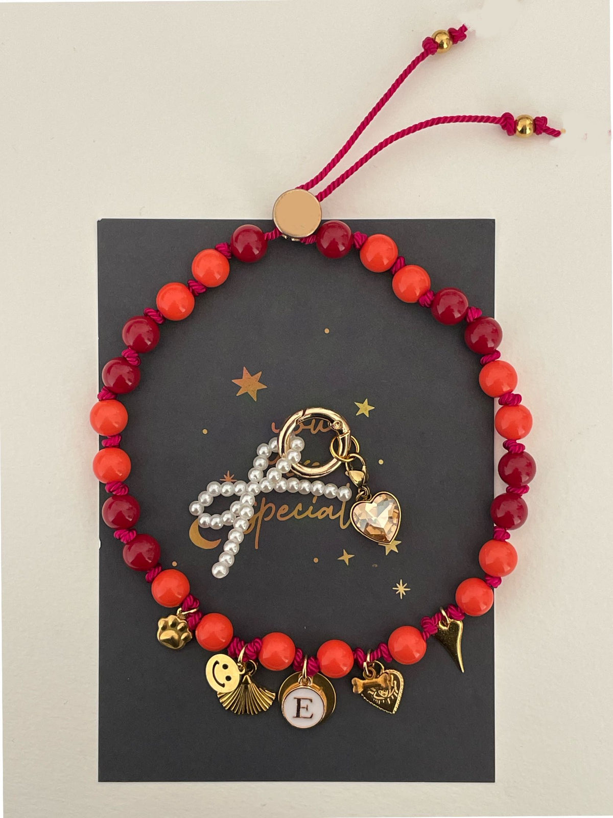 1C/ Collier LOVE LOVE RED & CHARMS 💎❤️🎀👁️🪭🙂