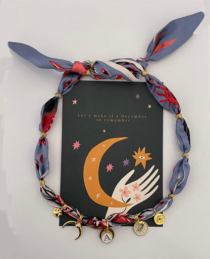 1D/ Collier bandana foulard LOULOU MOON PORTE-BOHNEUR PURPLE RED 🤩💫🌟⭐️✨🐾🫶🏻👁️💜❤️