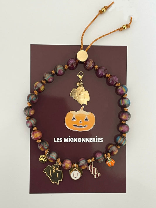 1G/ Collier LOVE GLITTER PURPLE GOLD HALLOWEEN 👻✨🤩💜🎃😍 pour BILLIE 🖤