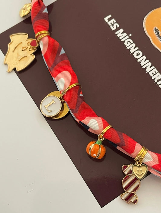 1E/ Collier bandana foulard LOVE LOVE HALLOWEEN RED 🎃❤️👻✨🤩🥰 ❤️