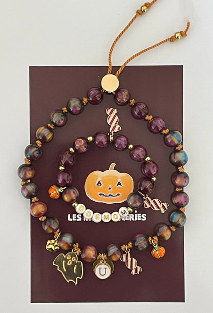 1D/ Collier & Bracelet MATCHY MATCHY LOVE GLITTER PURPLE GOLD 👩🏻‍🦰✨💜🎃👻😘🐾