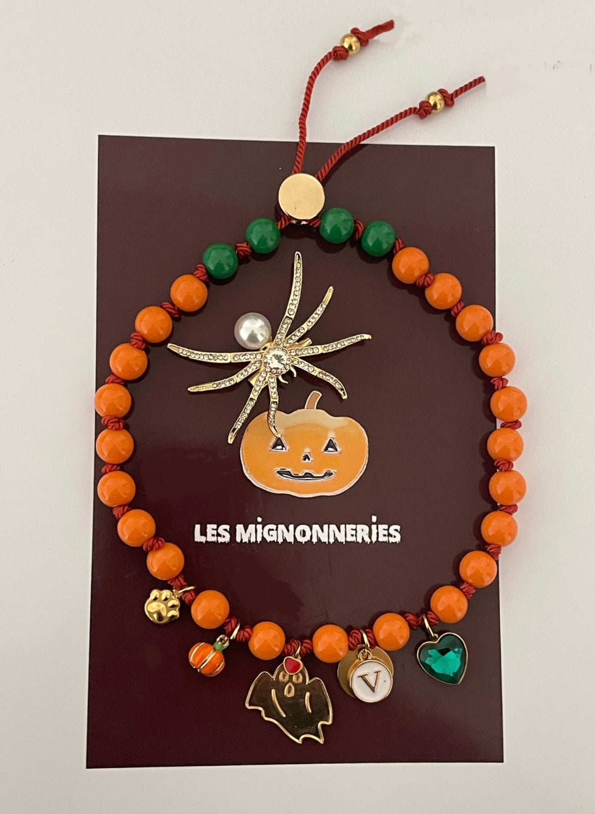 1D/ Collier Love HALLOWEEN GREEN ORANGE 🎃✨👻🧡🤩