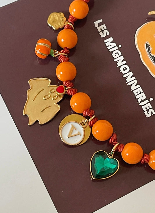 1D/ Collier Love HALLOWEEN GREEN ORANGE 🎃✨👻🧡🤩