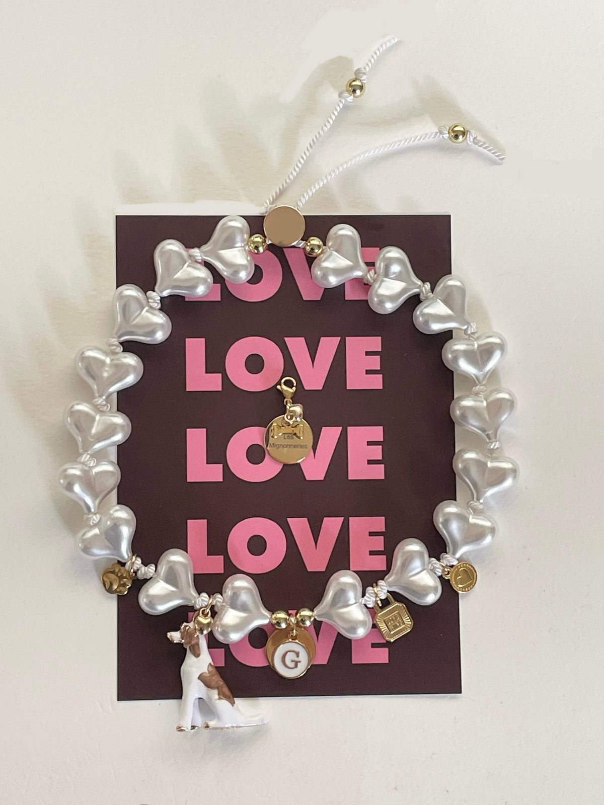 1C/ Collier LOVE WHITE HEART BRIGHT LOULOU 🤍✨🤍😘🫶🏻🐾🐶 également pour DOGMOM ❤️